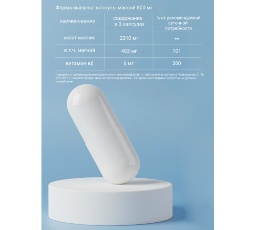 Магний хелат + Б6, Magnesium + B6 90 капсул