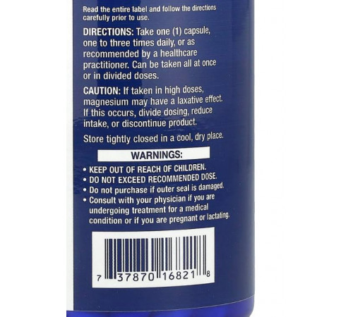 Цитрат Магния 100 мг 100 вег капсул, Magnesium Citrate 100 mg 100 vegcaps