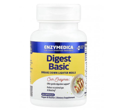 Digest Basic, формула основных ферментов, 30 капсул