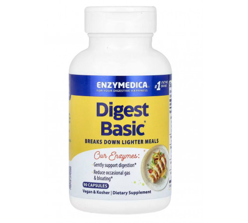Digest Basic, формула основных ферментов, 90 капсул